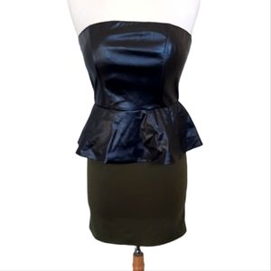 ALI & KRIS Dresses black faux leather mini strapless dress size large